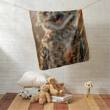 Baby Blanket Owl Cute Funny Smiling