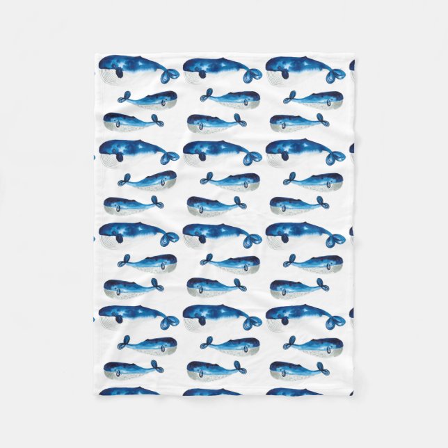 Baby Blanket - Water Color Blue Whale (Front)