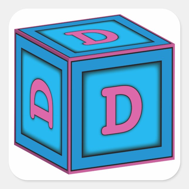 Baby Block Stickers - Letter "D" (Front)