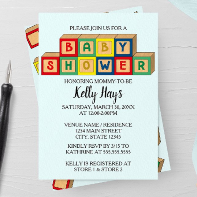Baby Blocks Baby Shower Invitation (Creator Uploaded)