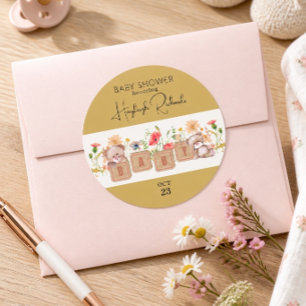 Baby Blocks, Bears, and Wildflowers Classic Round Sticker