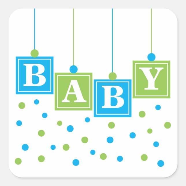 BABY Blocks Blue Green Boy Sticker (Front)