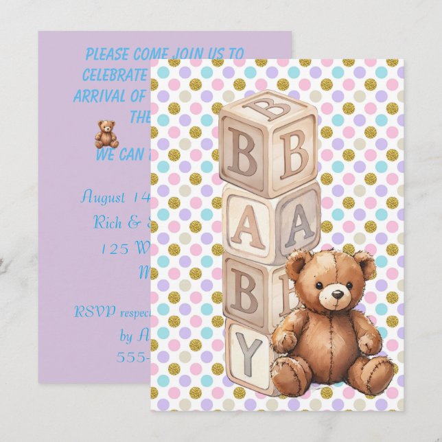 BABY BLOCKS DIGITAL DOWNLOAD SHOWER INVITATION (Front/Back)