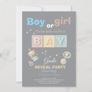 Baby Blocks Gender Reveal Invitation