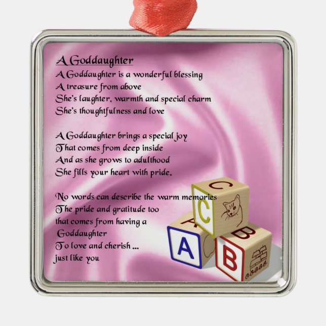 Baby Blocks goddaughter poem Metal Tree Decoration (Front)