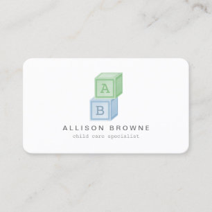 Baby Blocks Monogram Childcare, Babysitter Card 3