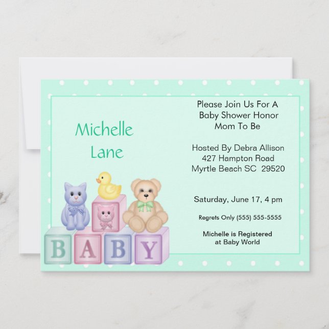 Baby Blocks  Shower Invitation (Front)