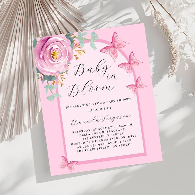 Baby Bloom pink butterfly Baby Shower invitation (Creator Uploaded)