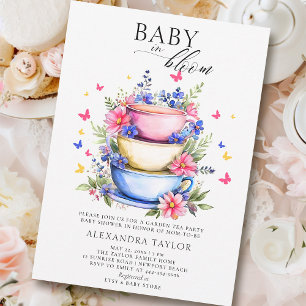 Baby Bloom Tea Party Wildflowers Baby Girl Shower Invitation