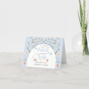 Baby Bloom Wildflower Blue Baby Shower Thank You Card
