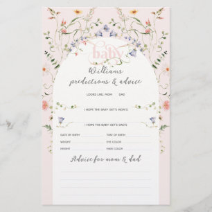 Baby Bloom Wildflower Girl Pink Baby Shower Game