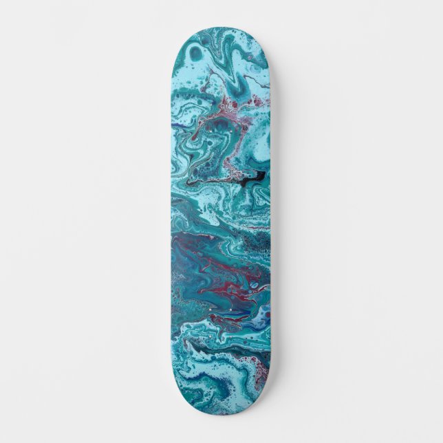 Baby Blue 1 Cool Acrylic Abstract Skateboard Deck (Front)