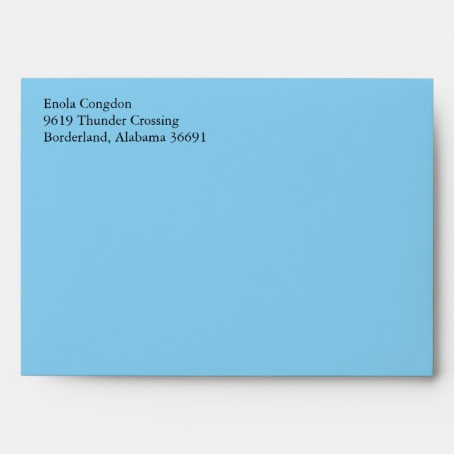 Baby Blue A7 5x7 Envelopes With Return Address (Front)