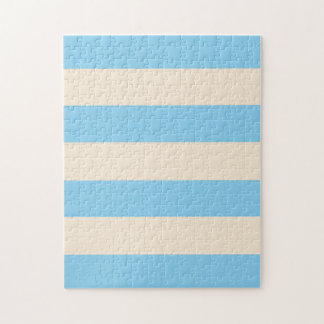 Baby Blue and Antique White Stripes Jigsaw Puzzle