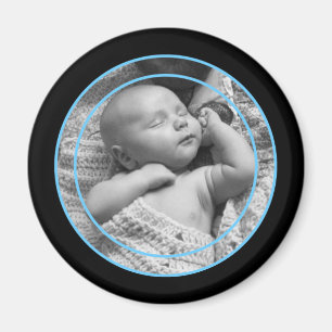 Baby Blue and Black Photo Frame Magnet