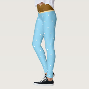 Baby Blue and Brown White Polka Dots Leggings