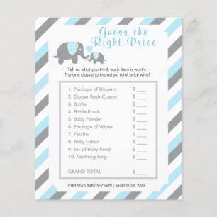 Baby Blue and Grey Stripe Elephant - Price Flyer