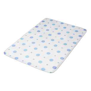 baby blue and pastel blue polka dot bath mat
