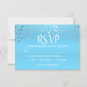 Baby Blue and Silver Confetti Dots - RSVP Card