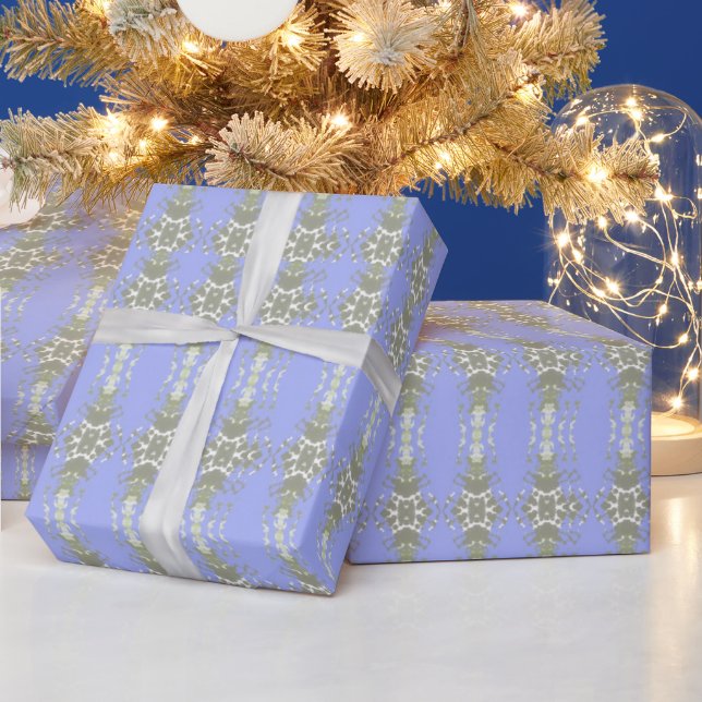 Baby Blue And Tarnished Gold  Wrapping Paper (Holidays)