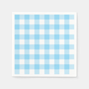 Baby Blue and White Buffalo Plaid Gingham Napkin