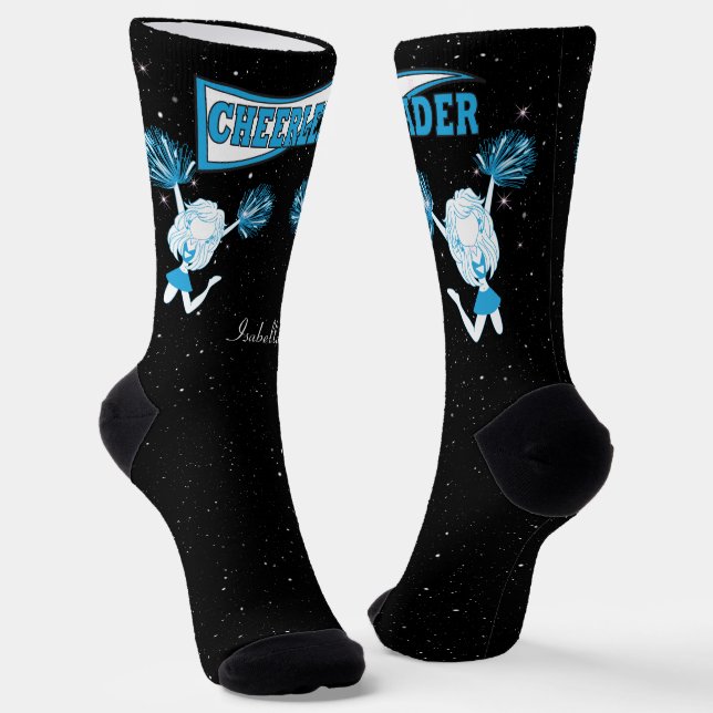 Baby Blue and White Cheerleader Girl  Socks (Angled)