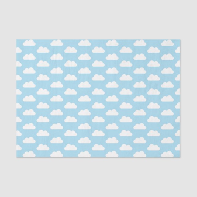 Baby Blue and White Cloud Tissue Paper (Front)