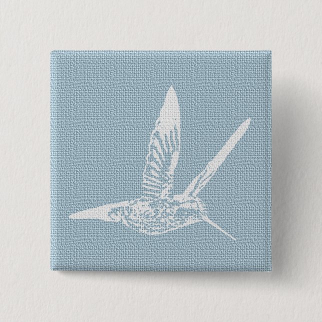 Baby Blue and White Elegant Hummingbird 15 Cm Square Badge (Front)