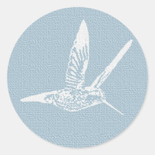 Baby Blue and White Elegant Hummingbird Classic Round Sticker