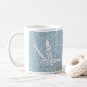 Baby Blue and White Elegant Hummingbird Coffee Mug