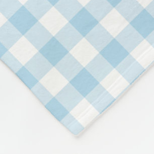 Baby Blue and White Gingham Checked Pattern Fleece Blanket