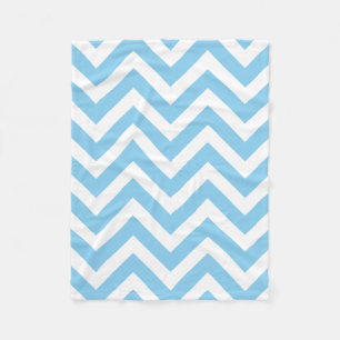 Baby Blue and White Large Size Horizontal Chevron Fleece Blanket