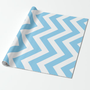 Baby Blue and White Large Vertical Chevron Stripes Wrapping Paper