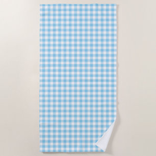 Baby Blue and White Medium Size Gingham Checks Beach Towel