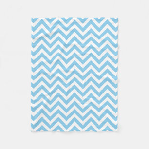 Baby Blue and White Medium Size Horizontal Chevron Fleece Blanket