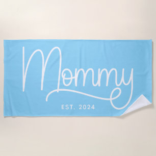 Baby Blue and White Monoline Mummy Beach Towel