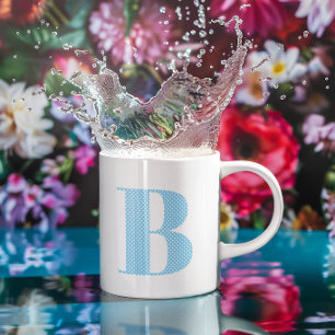 Baby Blue and White Polka Dot Monogram Coffee Mug