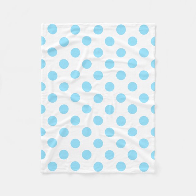 Baby blue and white polka dots fleece blanket (Front)