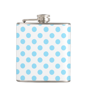 Baby blue and white polka dots hip flask