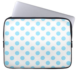 Baby blue and white polka dots laptop sleeve