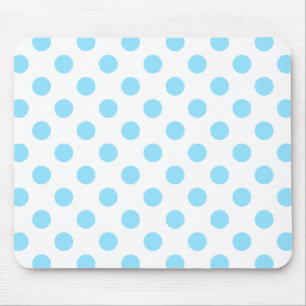 Baby blue and white polka dots mouse pad