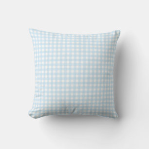 Baby Blue and White Small Gingham Check Pattern. Cushion