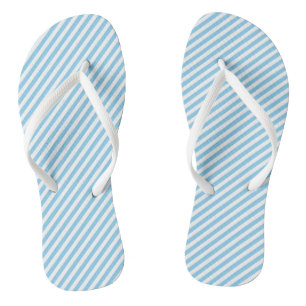 Baby Blue and White Small Size Diagonal Stripes Thongs