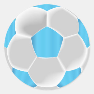 Baby Blue and White Soccer Ball Classic Round Sticker