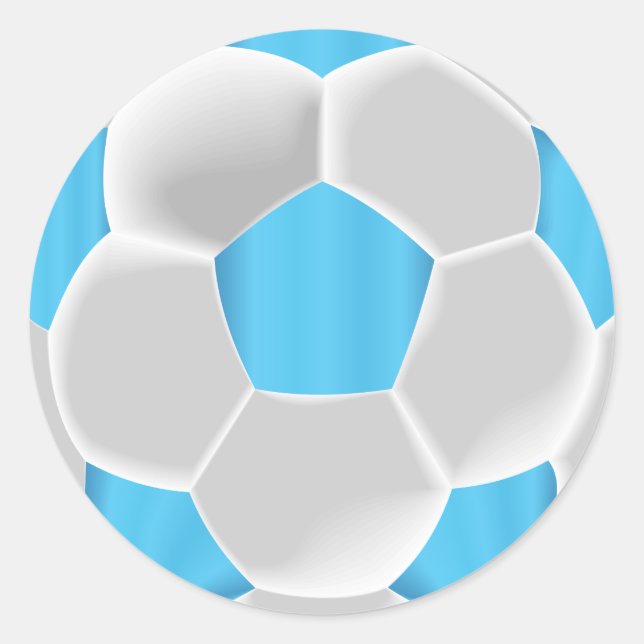 Baby Blue and White Soccer Ball Classic Round Sticker (Front)