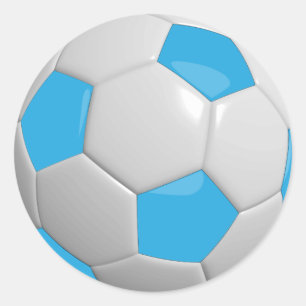 Baby Blue and White Soccer Ball Classic Round Sticker