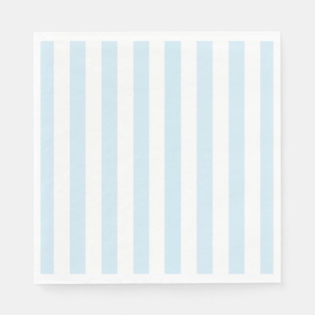 Baby blue and white striped paper napkins (Front)