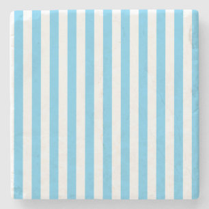 Baby Blue and White, Stripes Square Coaster
