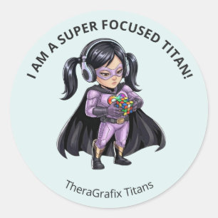 Baby Blue Autism Chloe I am Super Focused Stickers