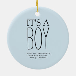 Baby Blue Baby Boy Photo Ceramic Ornament